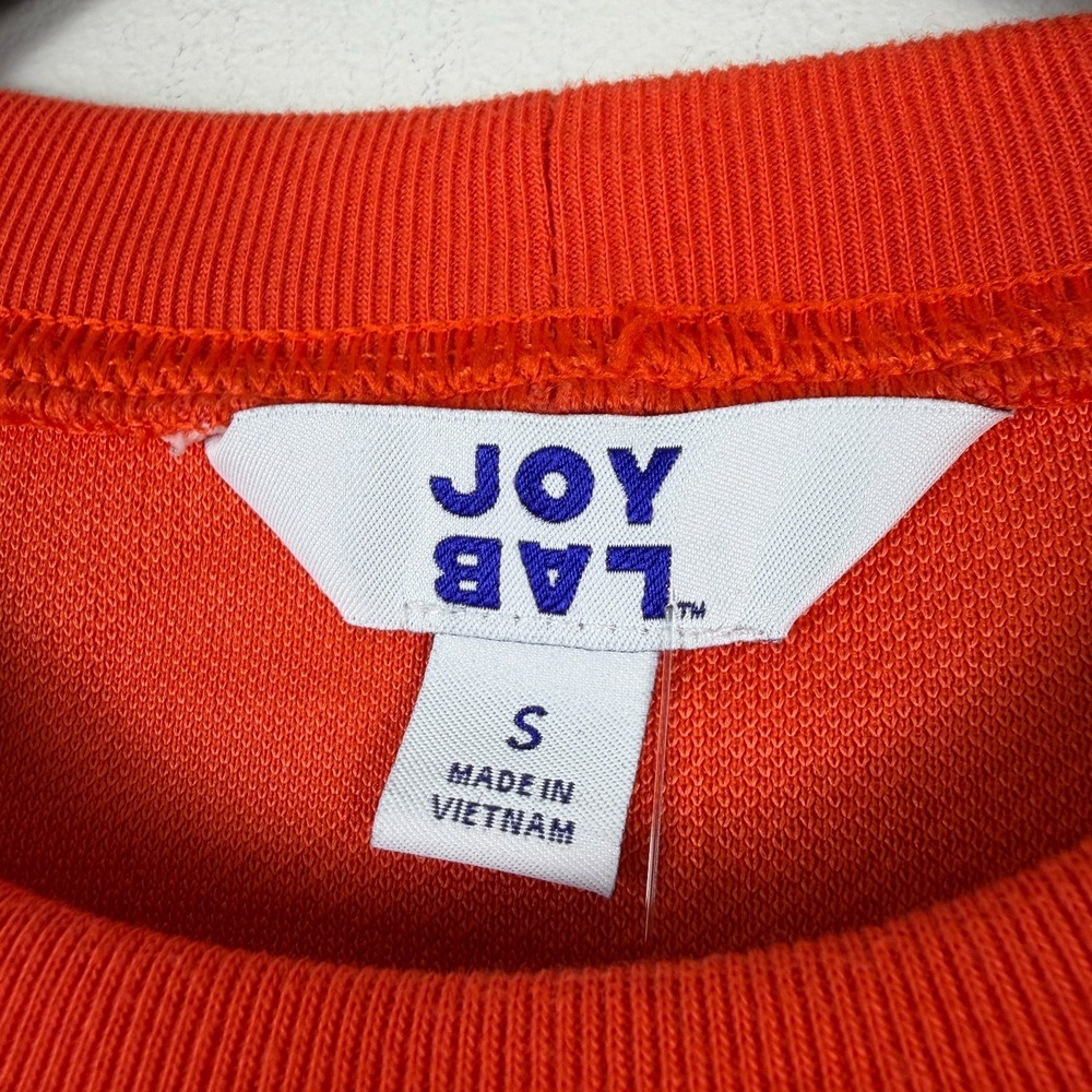 Joy Lab Sweatshirt Womens Small Orange Textured Polka Dot Cut-Out Elbow Crewneck - Picture 3 of 15